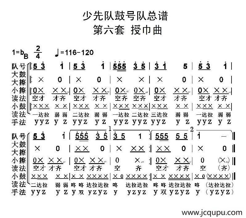 中国少年先锋队鼓号队总谱（第六套 授巾曲）简谱