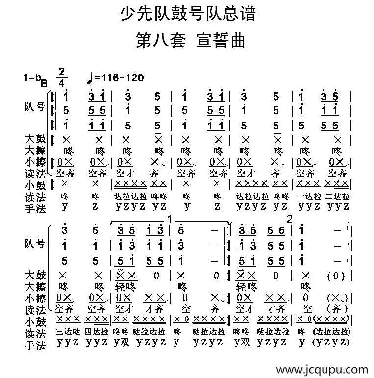 中国少年先锋队鼓号队总谱（第八套 宣誓曲）简谱