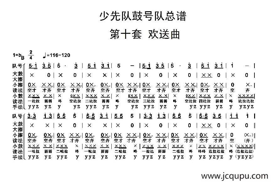 中国少年先锋队鼓号队总谱（第十套 欢送曲）简谱