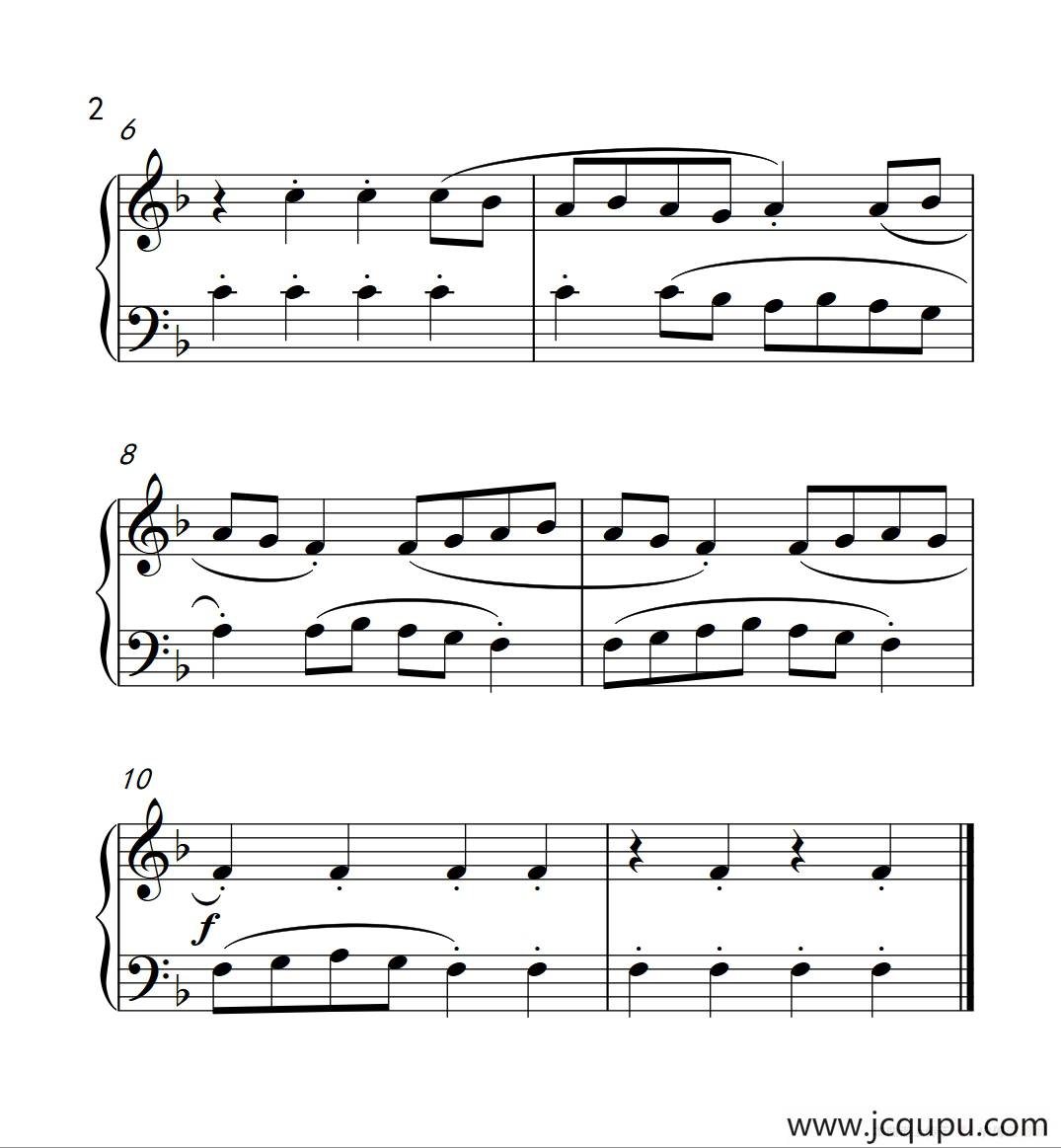 断奏和连奏（卡农）（巴托克 小宇宙 钢琴教程 2）简谱