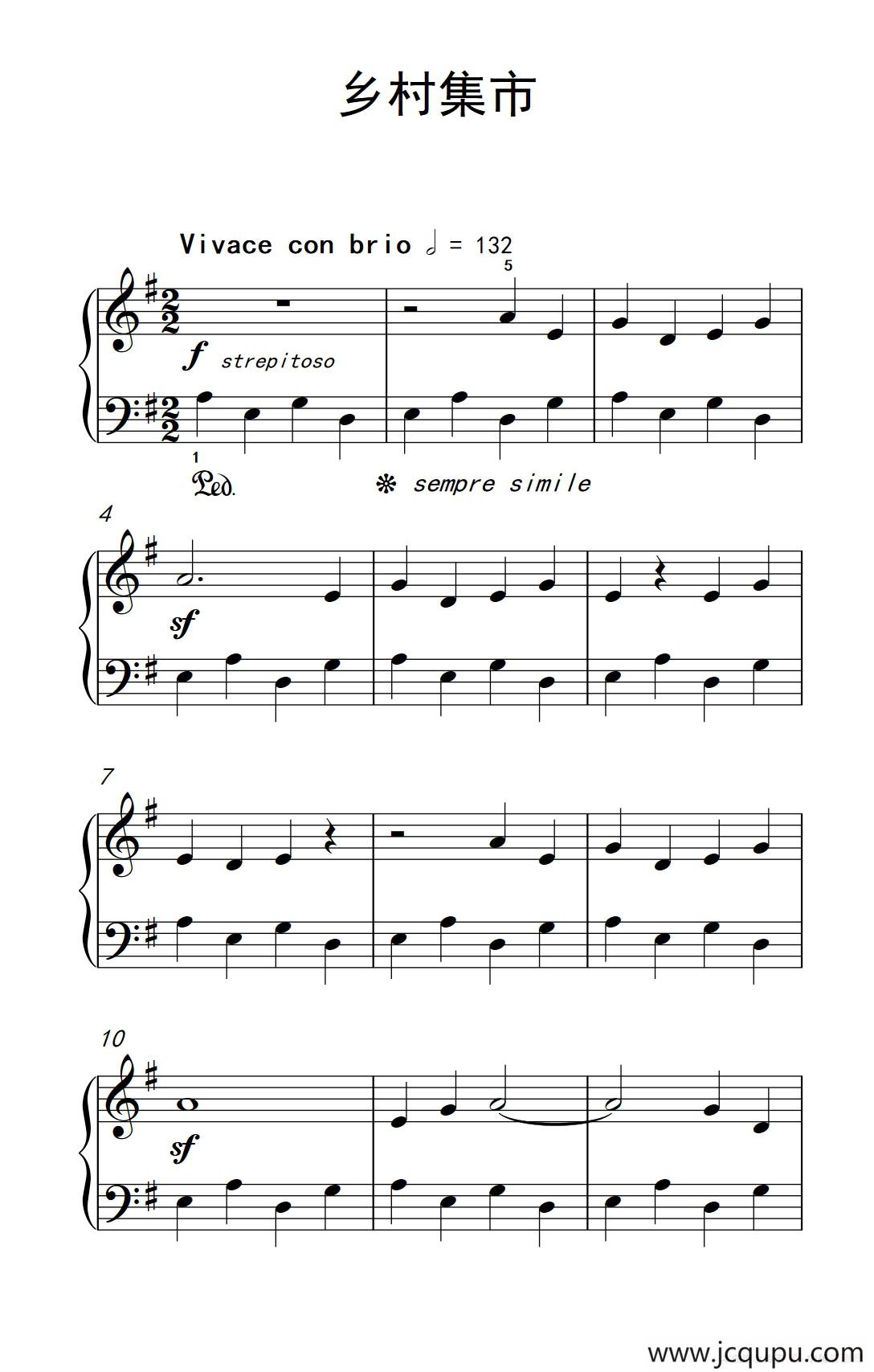 乡村集市（巴托克 小宇宙 钢琴教程 2）简谱