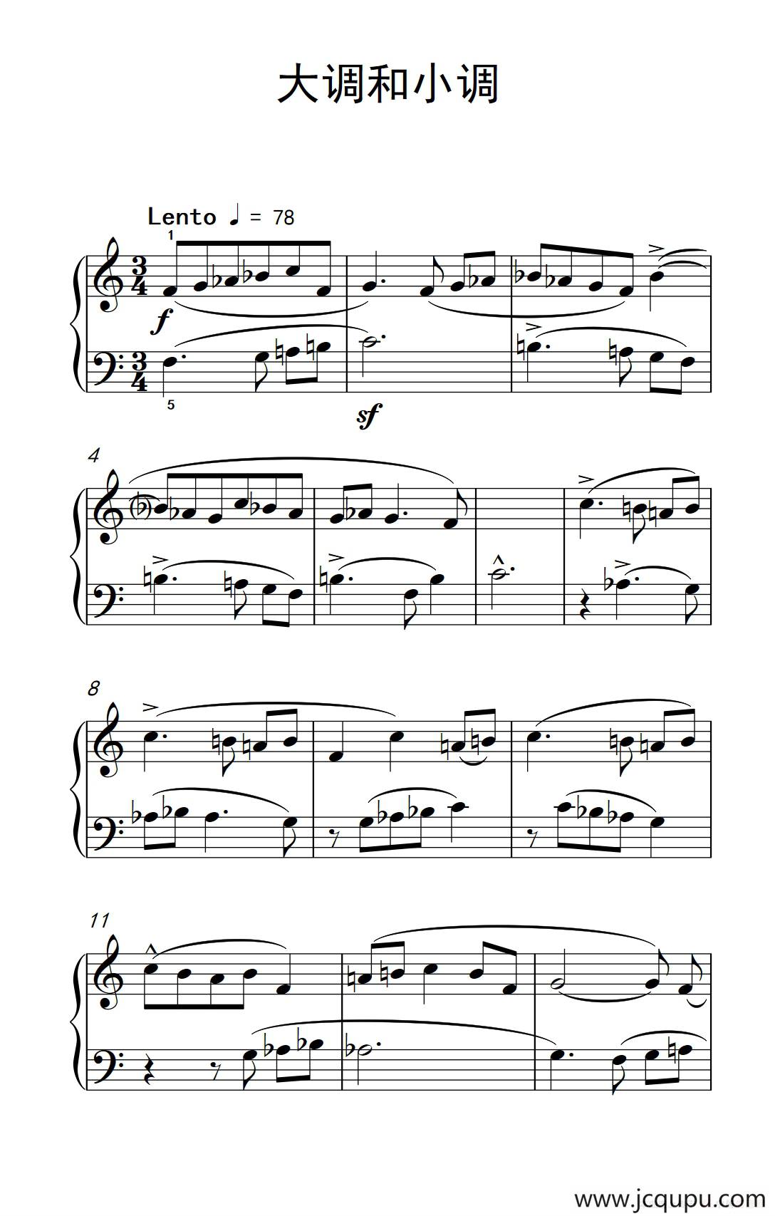 大调和小调（巴托克 小宇宙 钢琴教程 2）简谱
