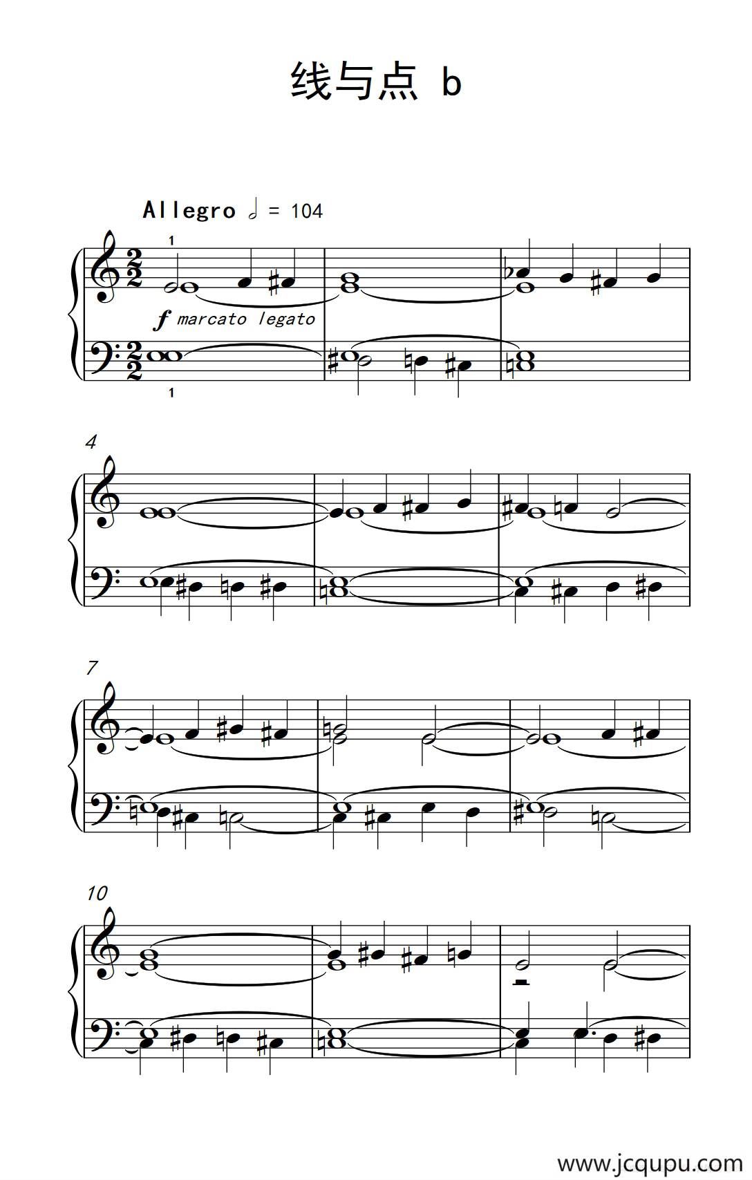 （2）.线与点 b（巴托克 小宇宙 钢琴教程 2）简谱
