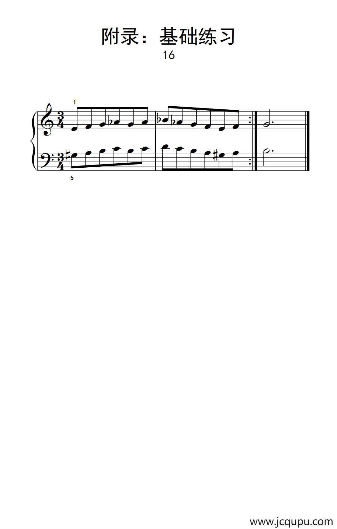 附录：基础练习 16（巴托克 小宇宙 钢琴教程 2）简谱