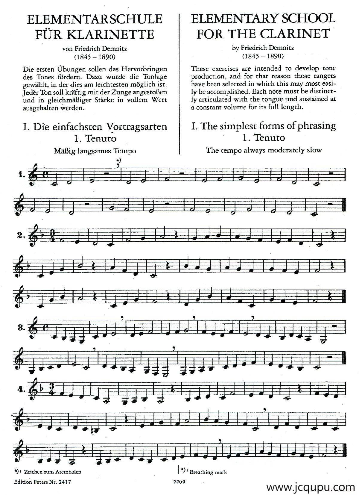 DEMNITZ（单簧管练习曲）简谱