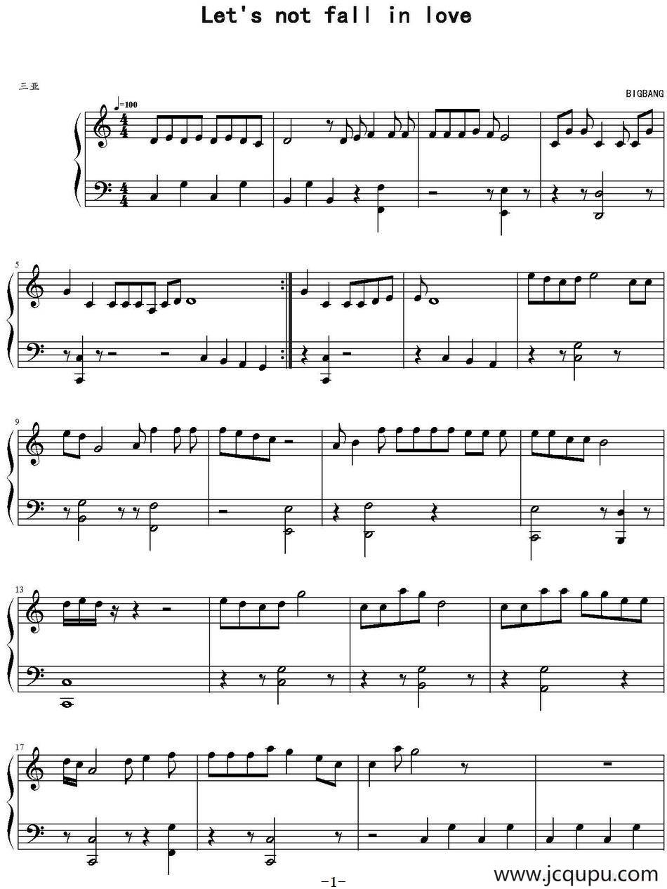 Let's not fall in love 简谱