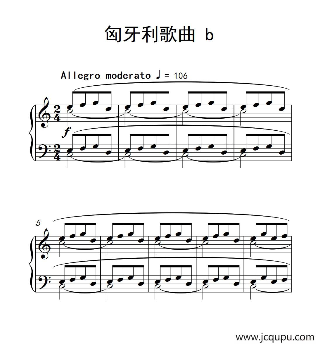 匈牙利歌曲 b（巴托克 小宇宙 钢琴教程 3）简谱