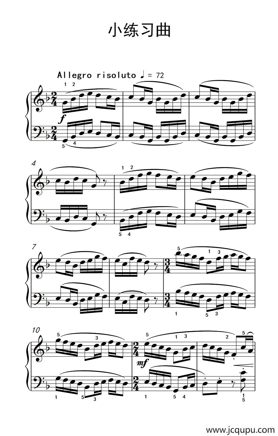 小练习曲（巴托克 小宇宙 钢琴教程 3）简谱