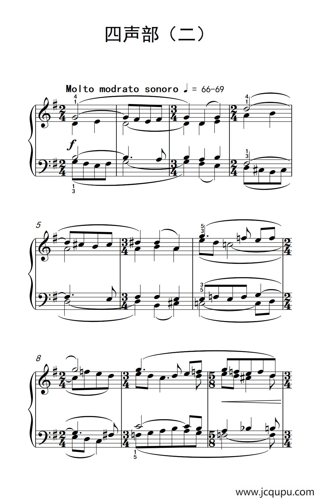 四声部（二）（巴托克 小宇宙 钢琴教程 3）简谱