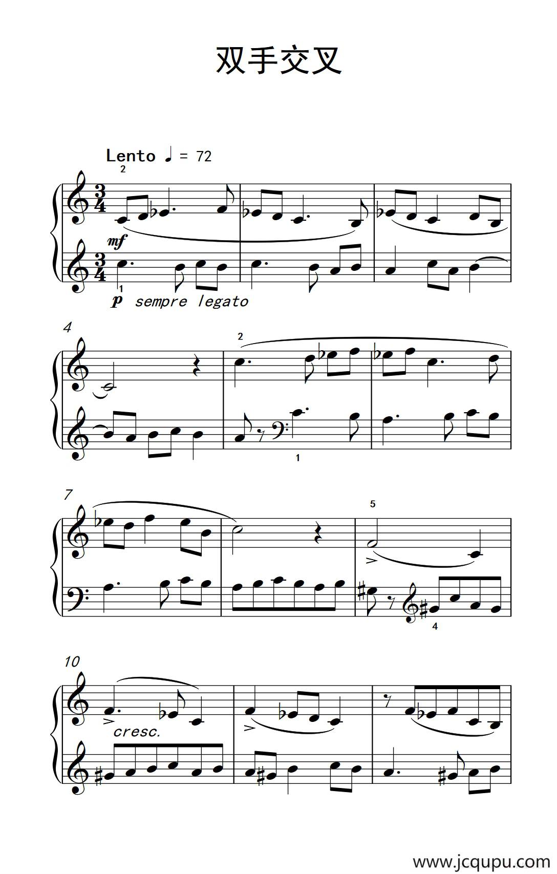 双手交叉（巴托克 小宇宙 钢琴教程 4）简谱