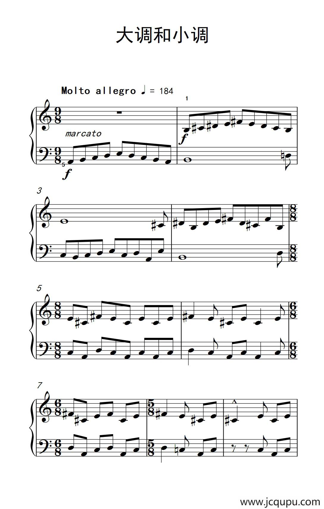 大调和小调（巴托克 小宇宙 钢琴教程 4）简谱