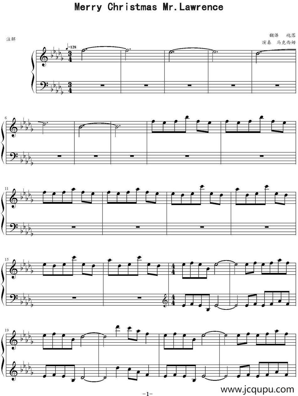Merry Christmas Mr.Lawrence 简谱