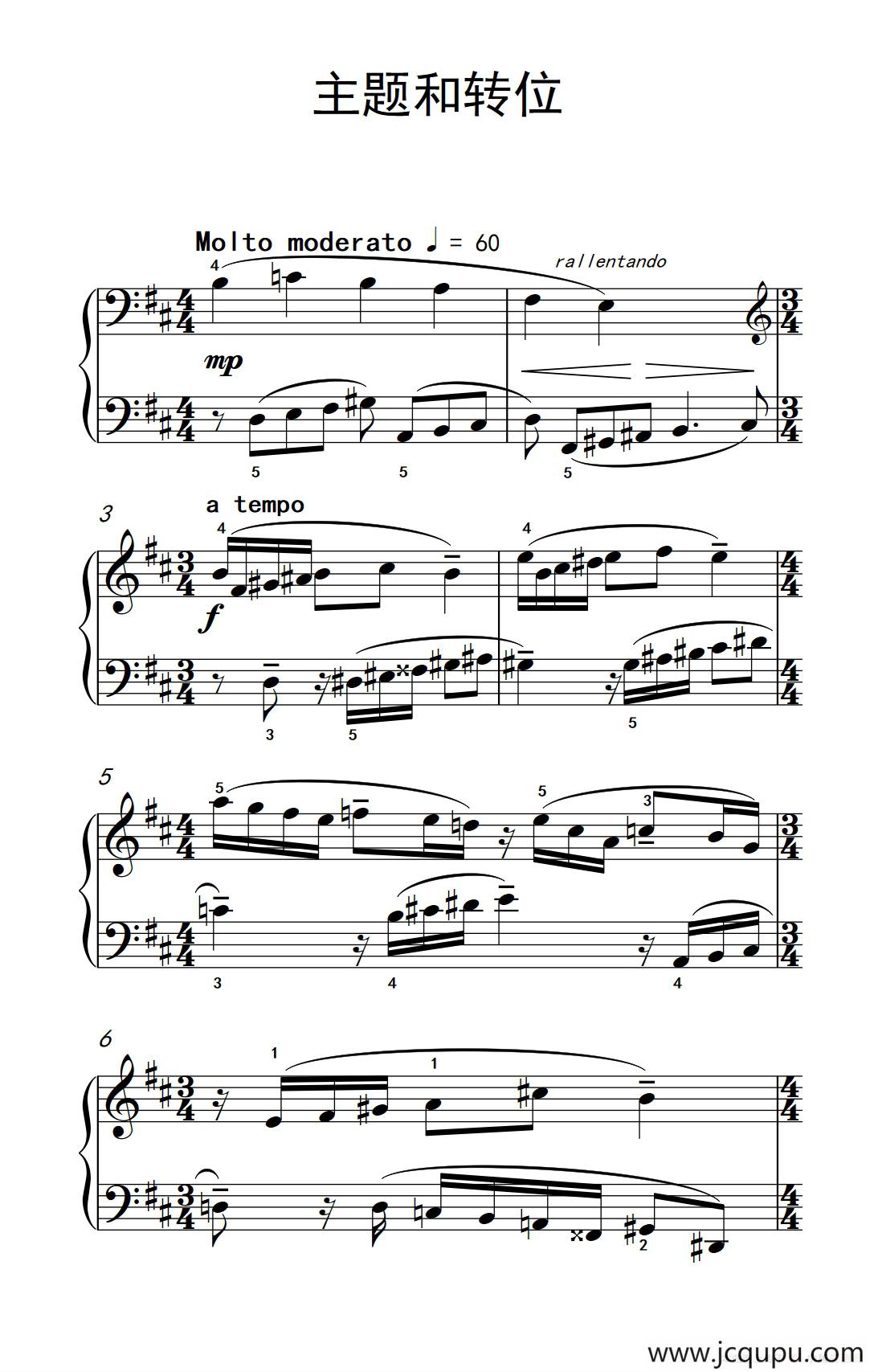 主题和转位（巴托克 小宇宙 钢琴教程 4）简谱