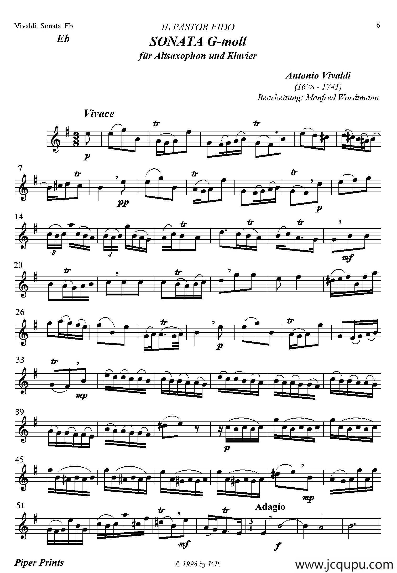 SONATA G-moll（Eb）简谱