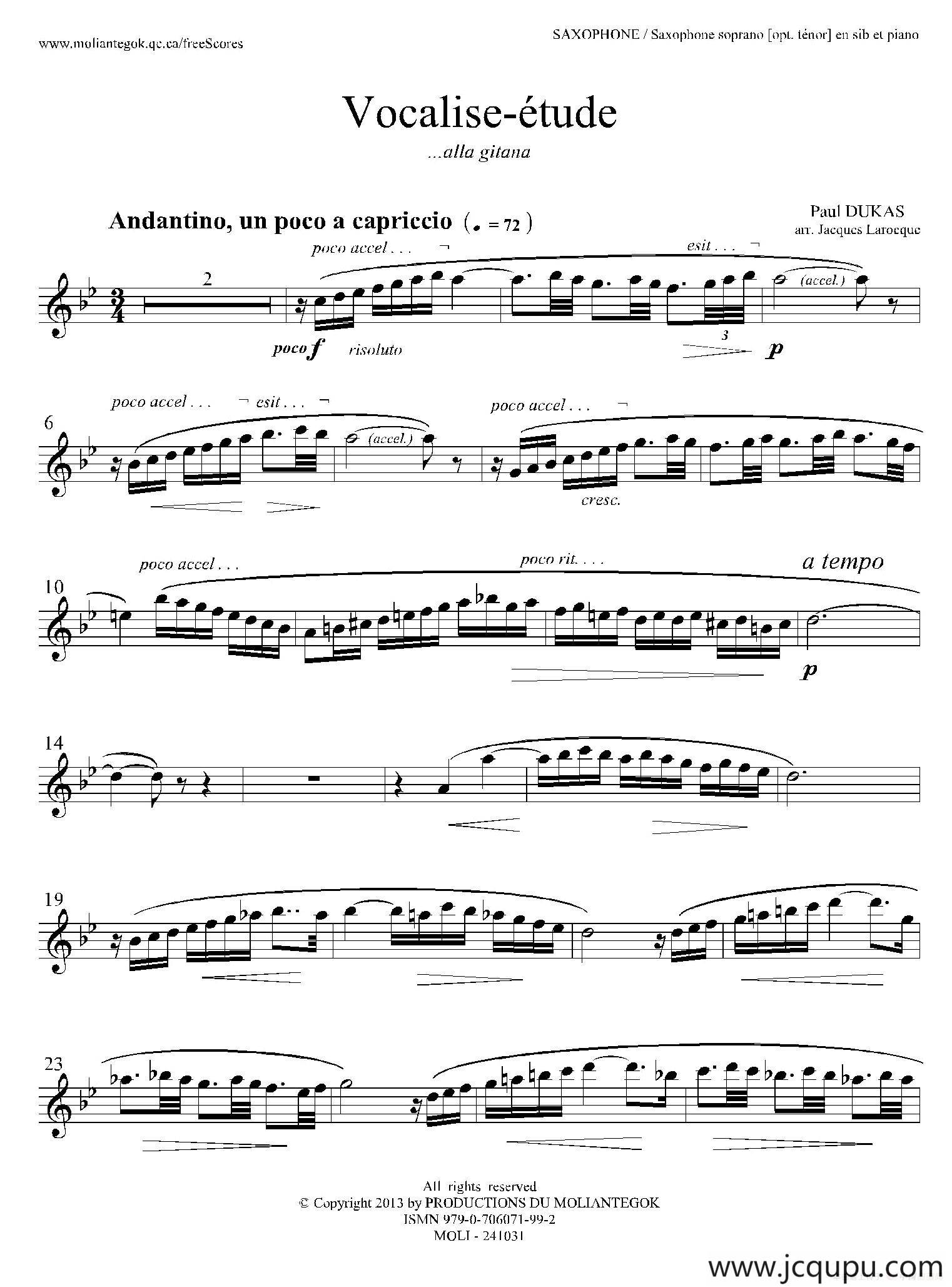 P·杜卡斯：练声曲（高音萨克斯）简谱