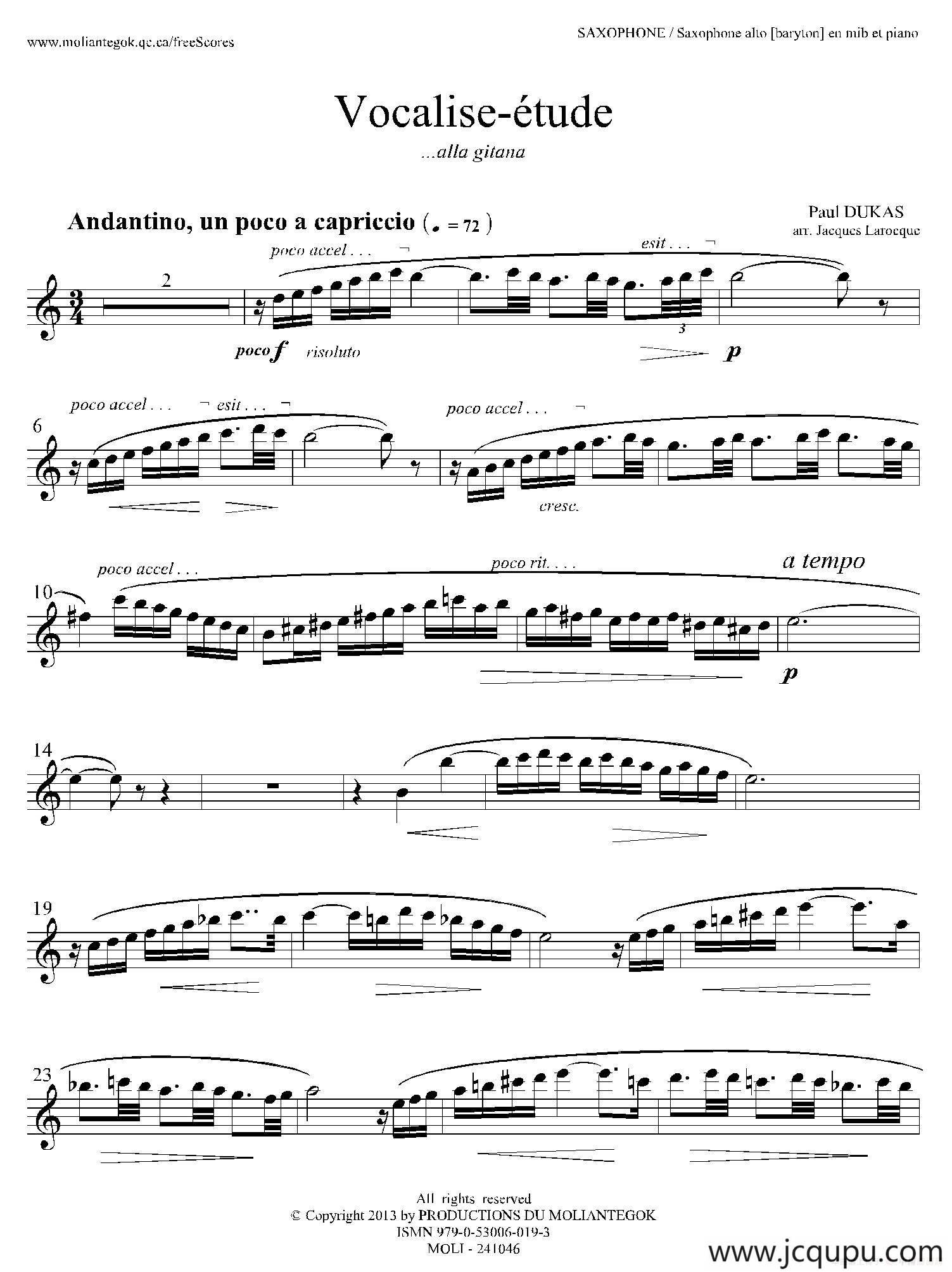 P·杜卡斯：练声曲（中音萨克斯）简谱