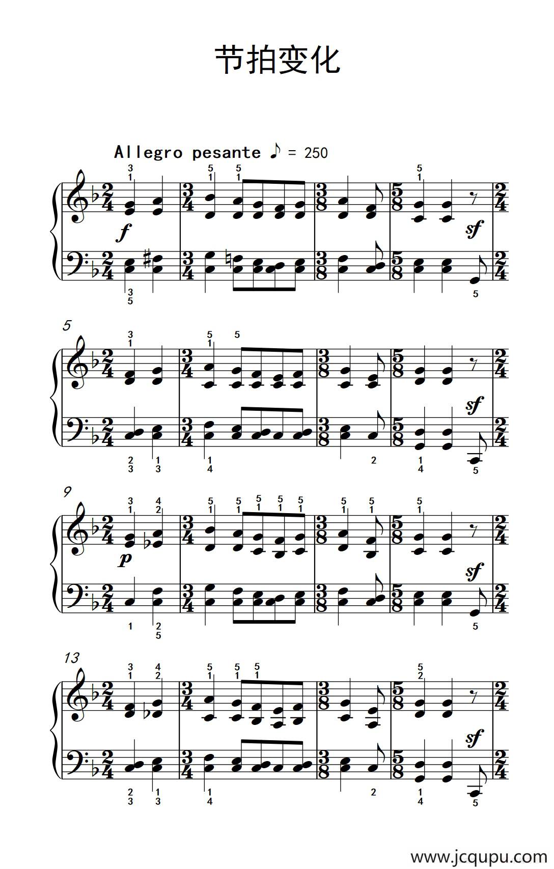 节拍变化（巴托克 小宇宙 钢琴教程 5）简谱