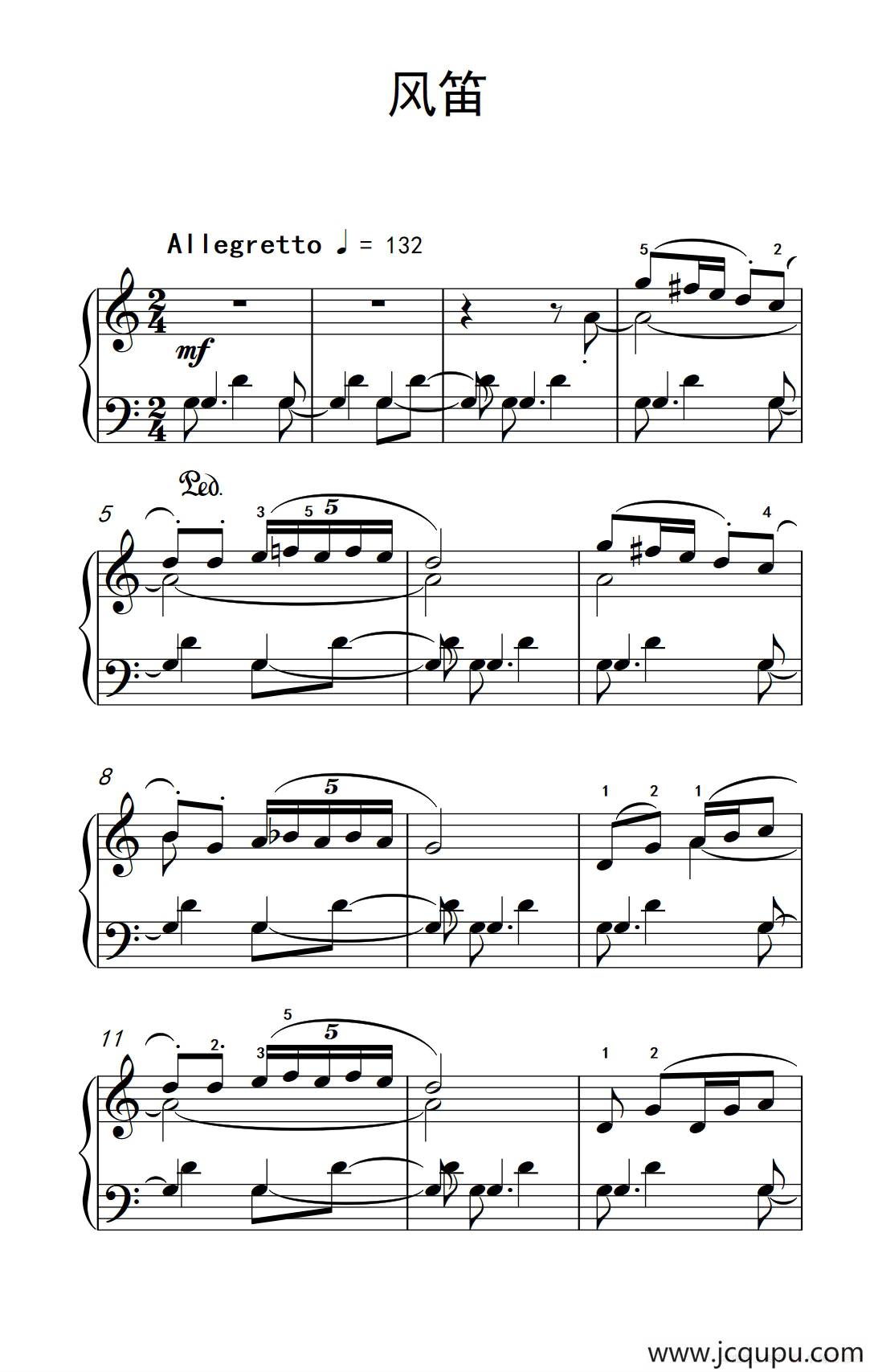 风笛（巴托克 小宇宙 钢琴教程 5）简谱