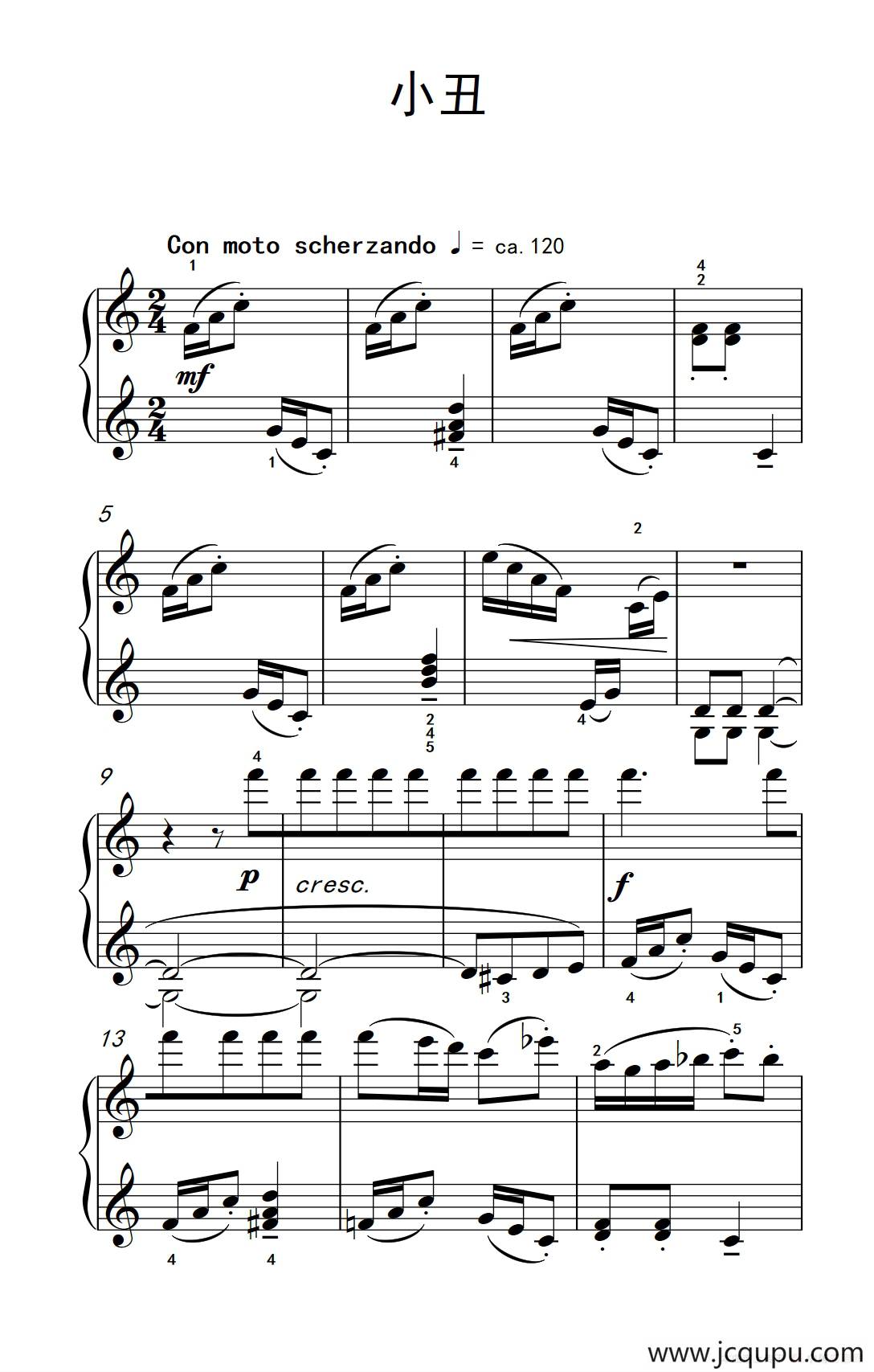 小丑（巴托克 小宇宙 钢琴教程 5）简谱