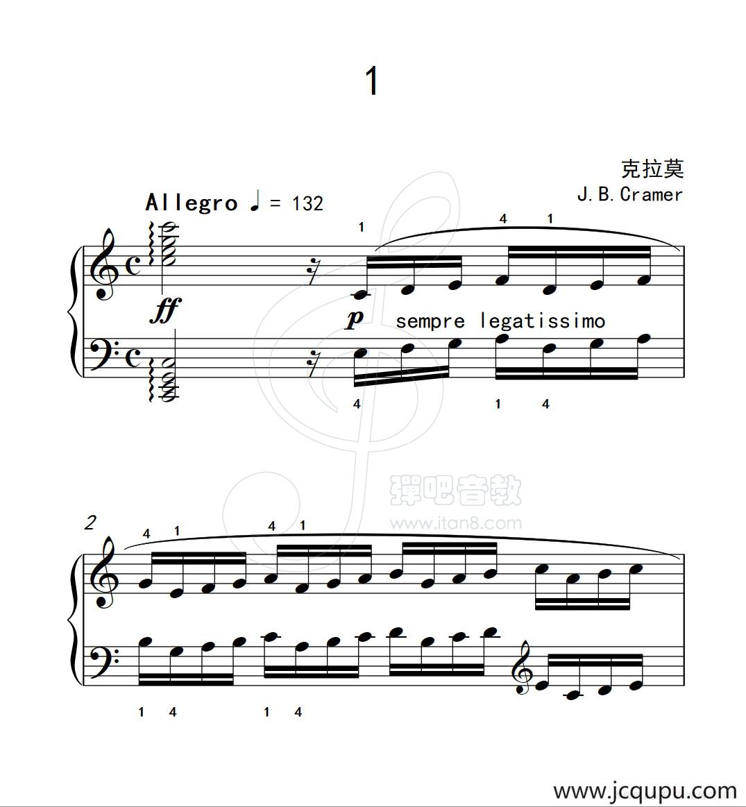 练习曲 1（克拉莫钢琴练习曲60首）简谱