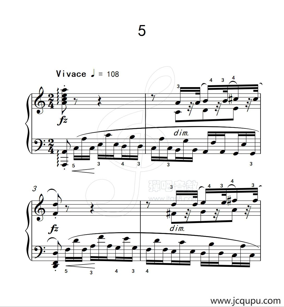 练习曲 5（克拉莫钢琴练习曲60首）简谱