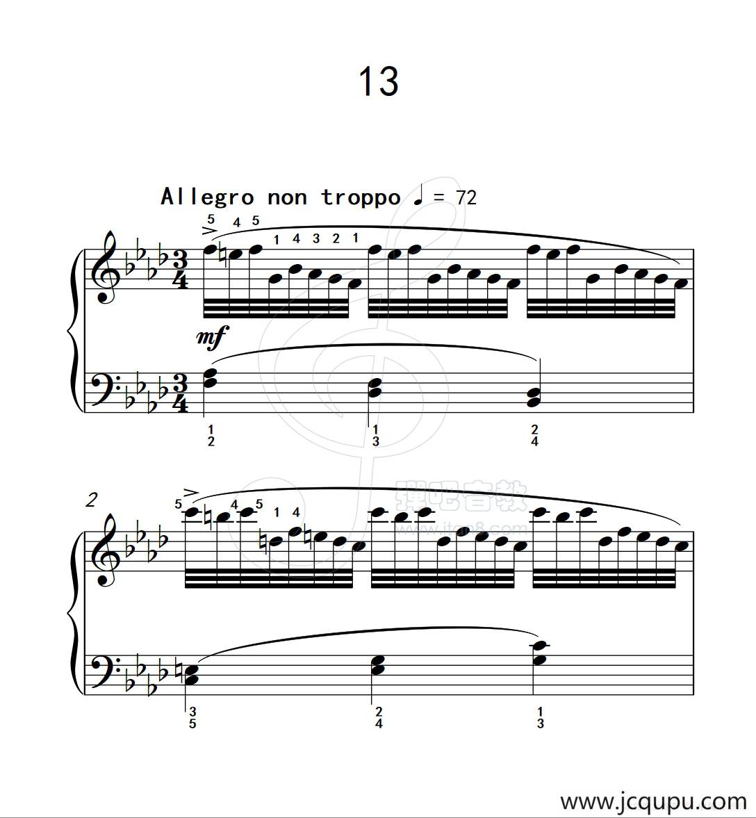 练习曲 13（克拉莫钢琴练习曲60首）简谱