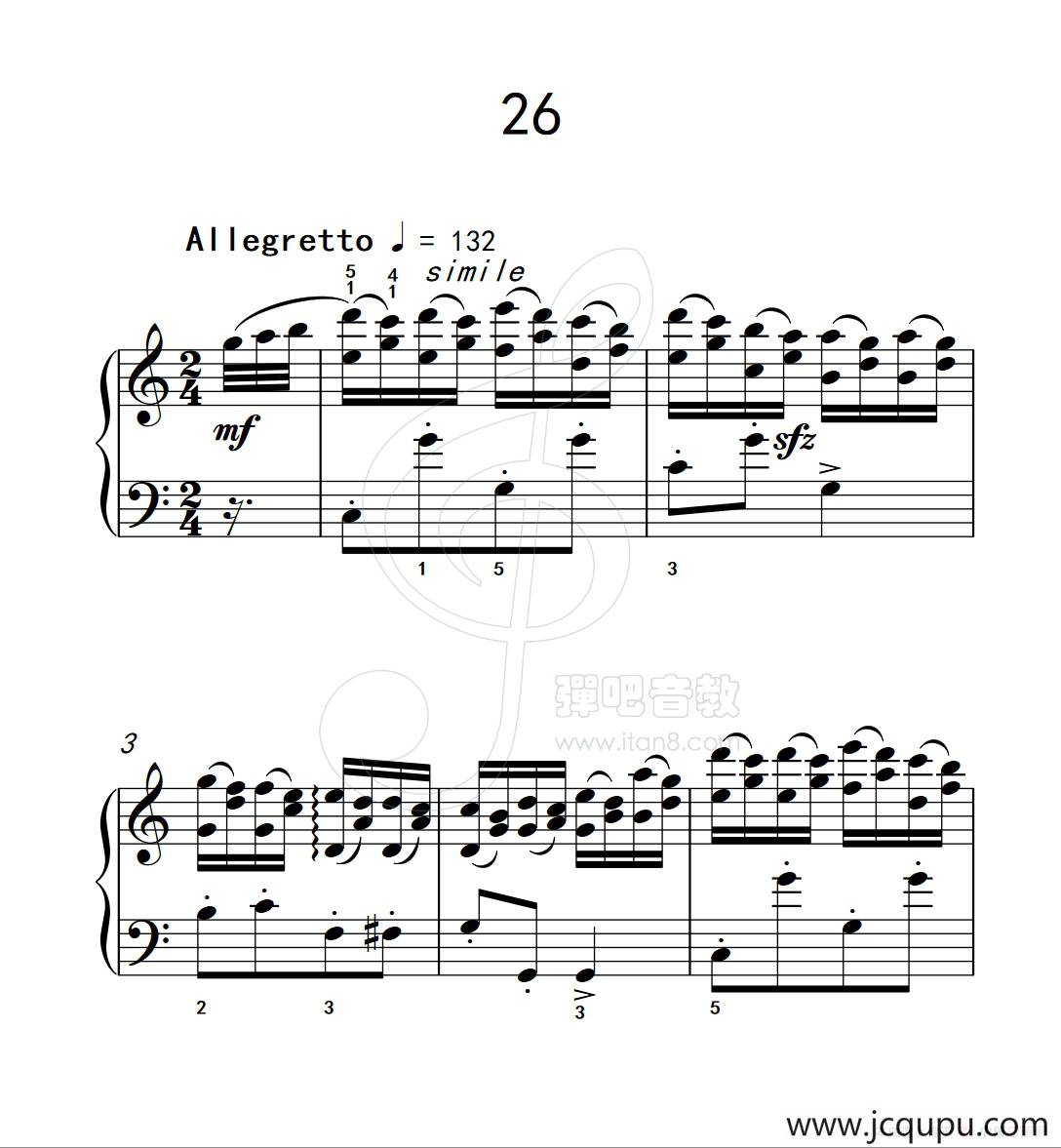 练习曲 26（克拉莫钢琴练习曲60首）简谱