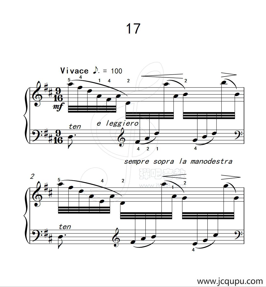 练习曲 17（克拉莫钢琴练习曲60首）简谱