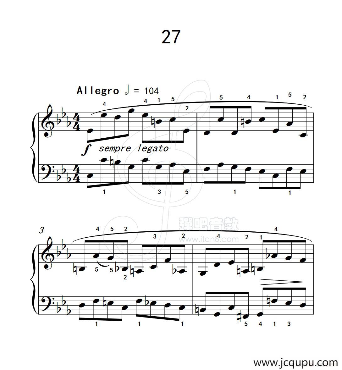 练习曲 27（克拉莫钢琴练习曲60首）简谱