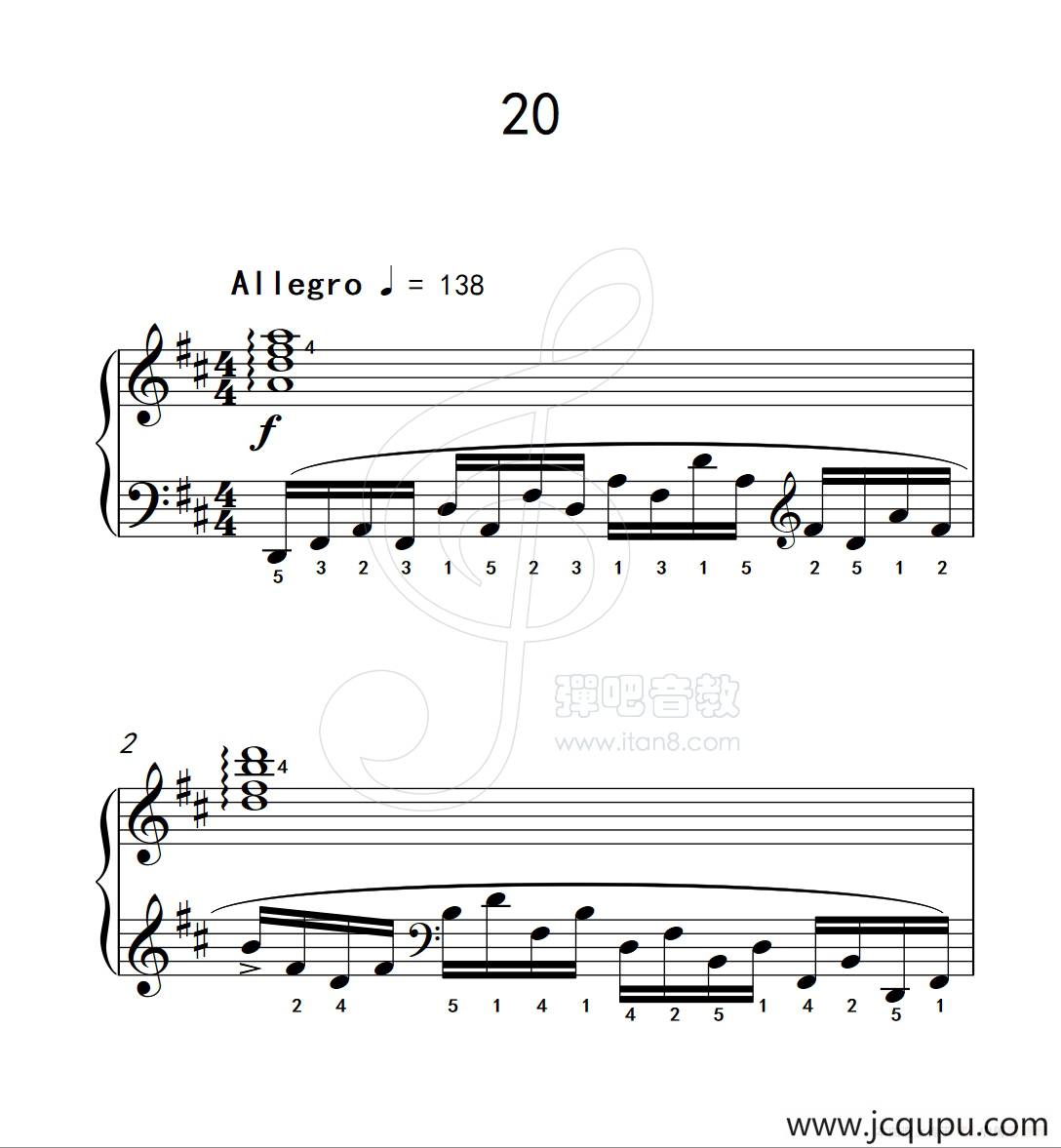 练习曲 20（克拉莫钢琴练习曲60首）简谱