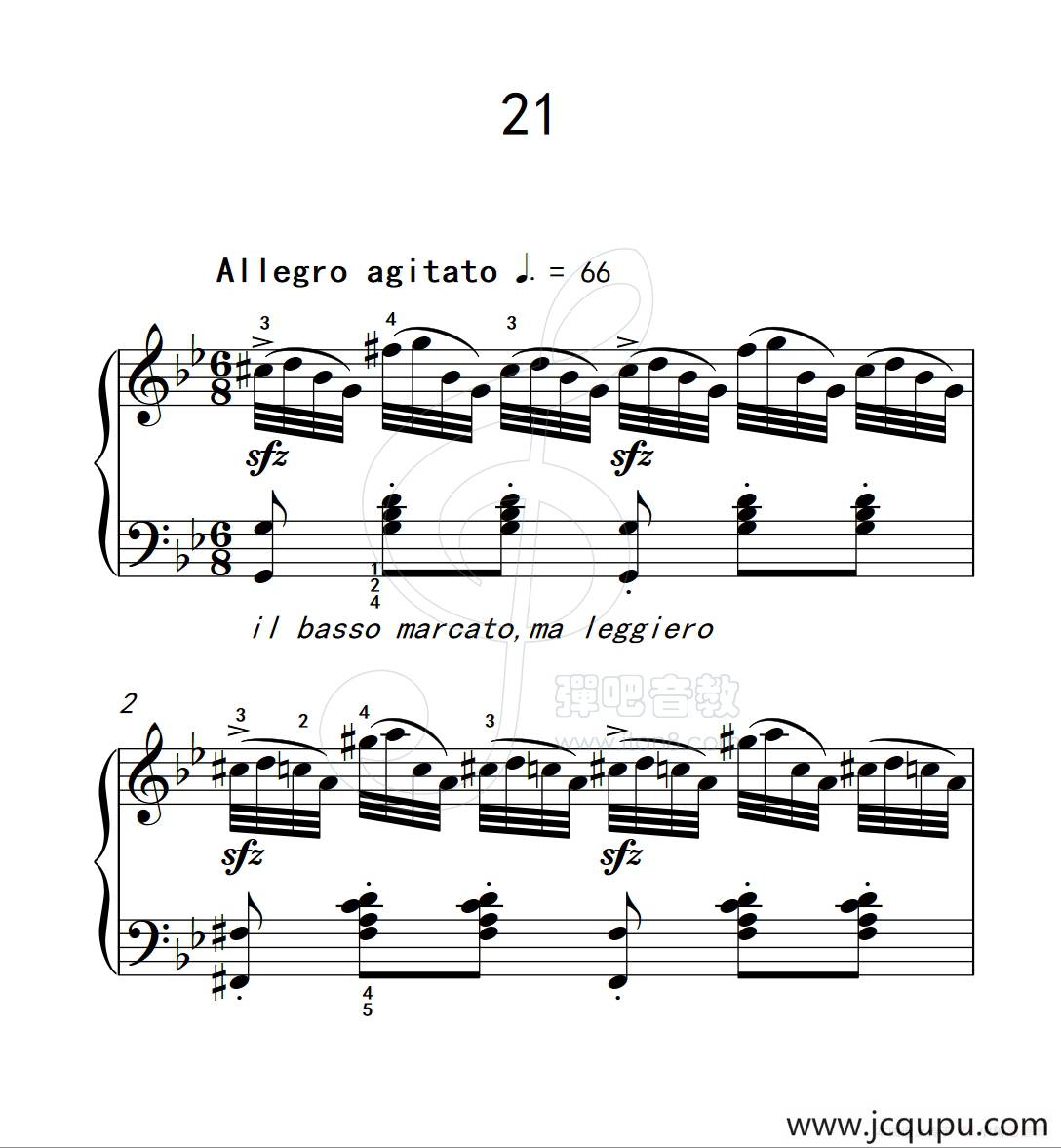 练习曲 21（克拉莫钢琴练习曲60首）简谱