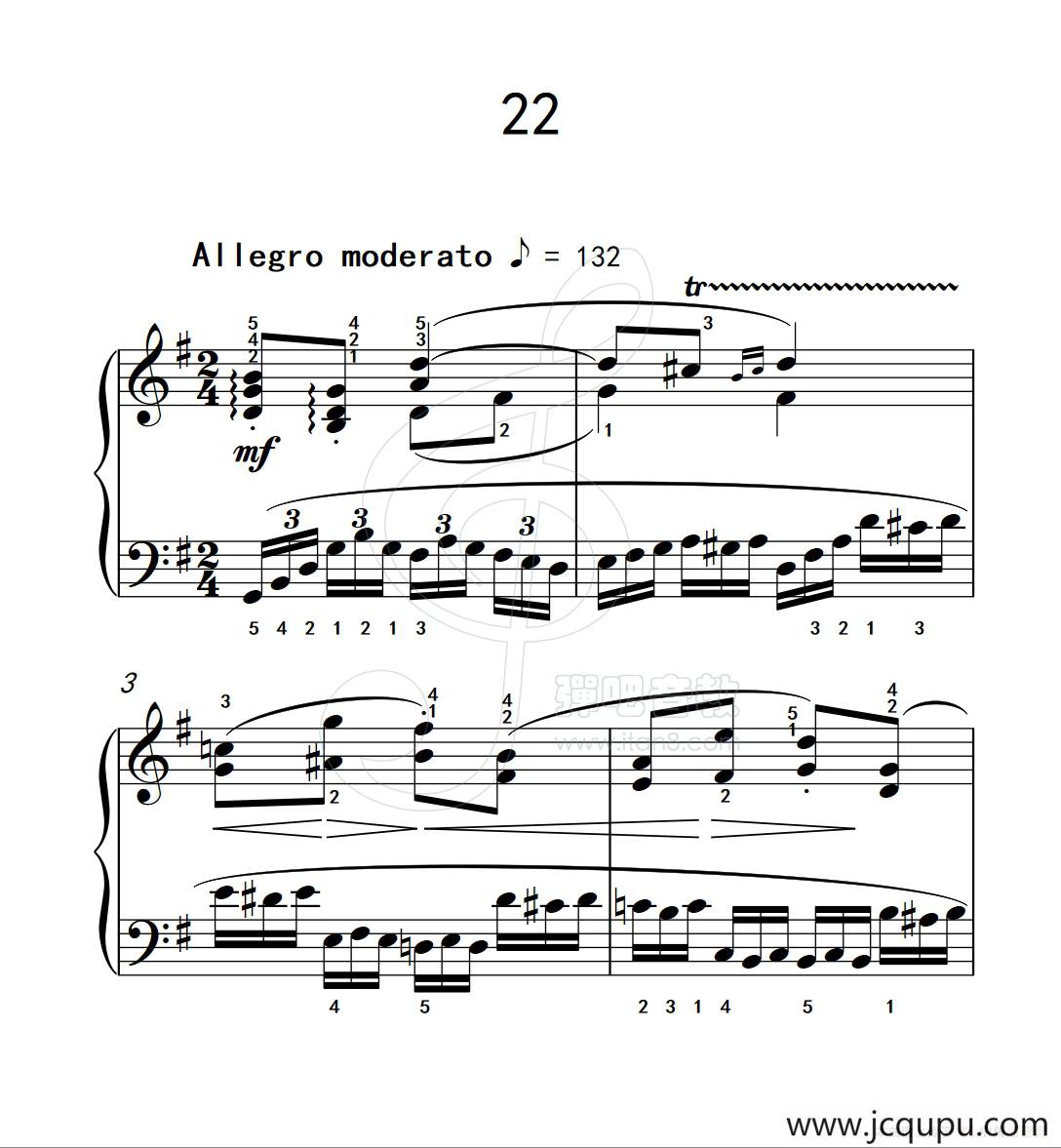 练习曲 22（克拉莫钢琴练习曲60首）简谱