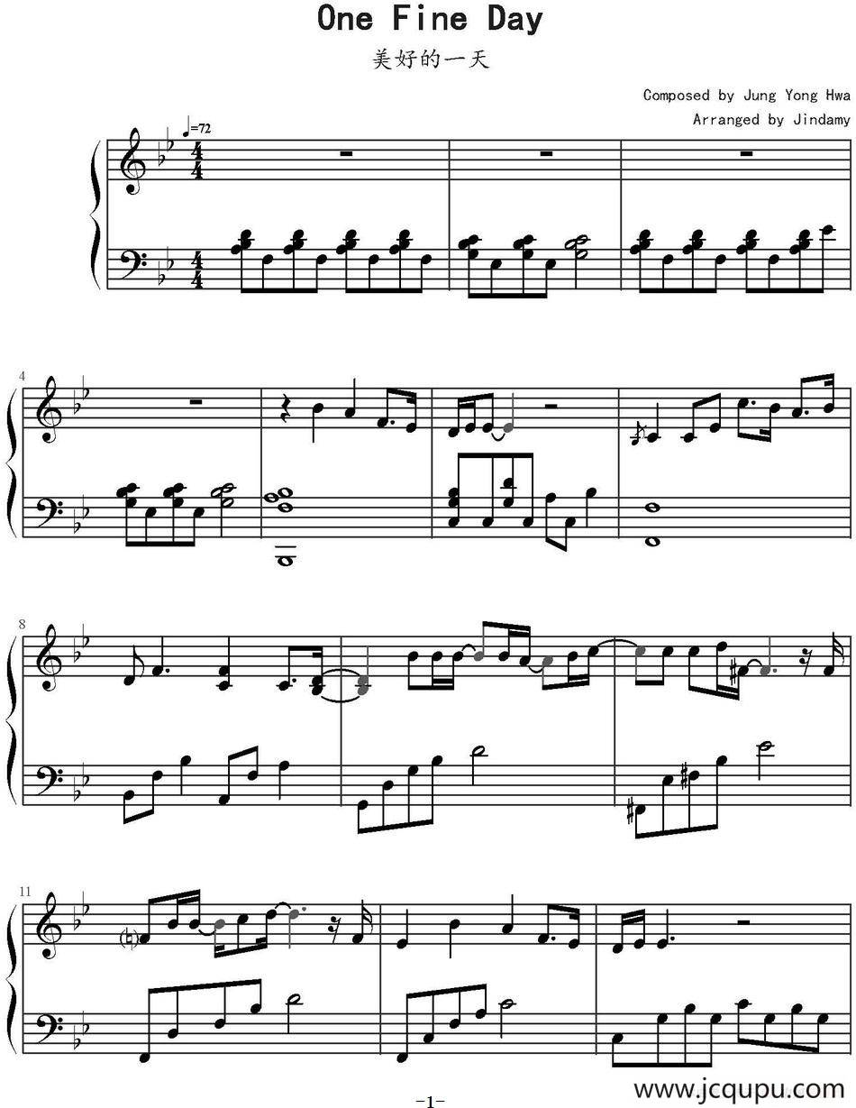 One Fine Day 美好的一天（Jindamy改编版）简谱
