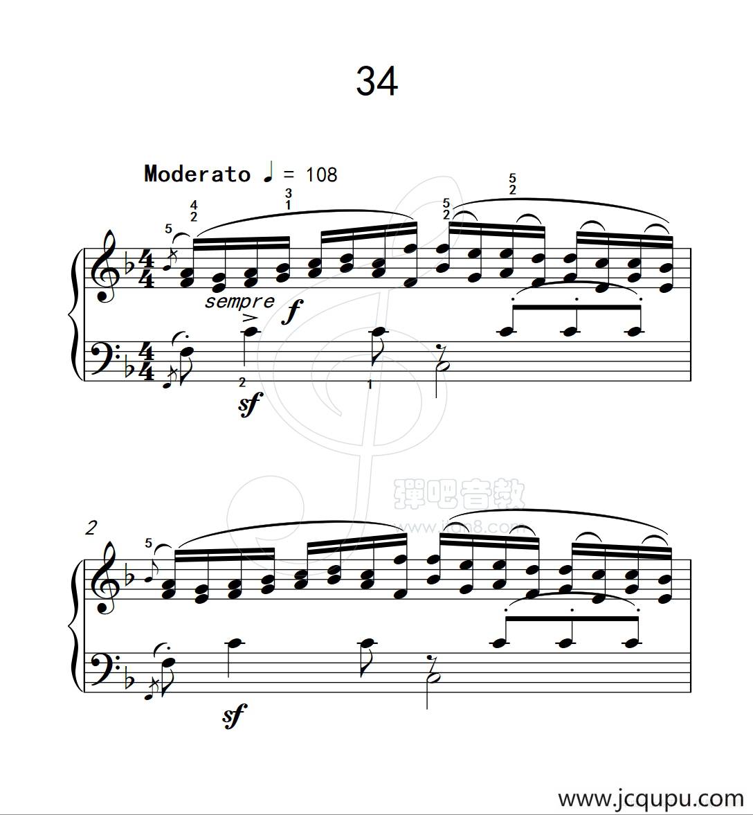 练习曲 34（克拉莫钢琴练习曲60首）简谱