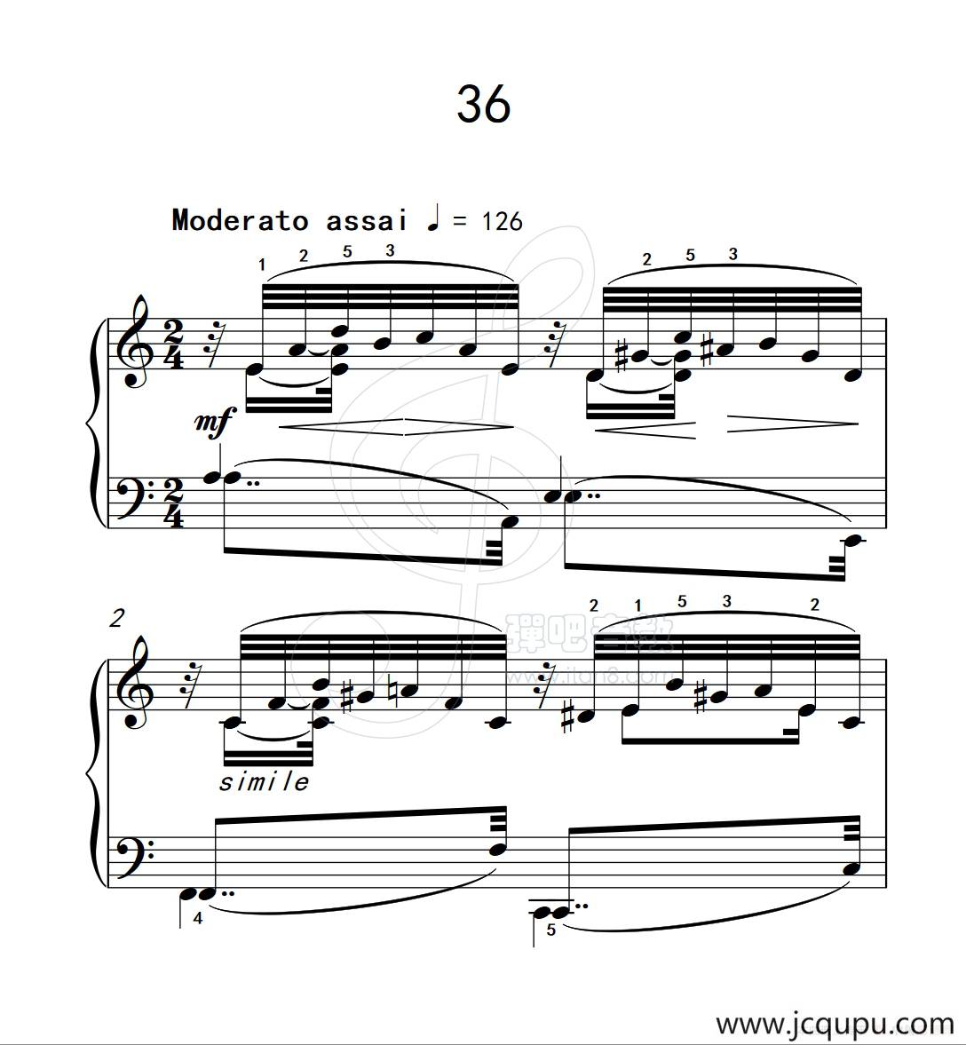 练习曲 36（克拉莫钢琴练习曲60首）简谱