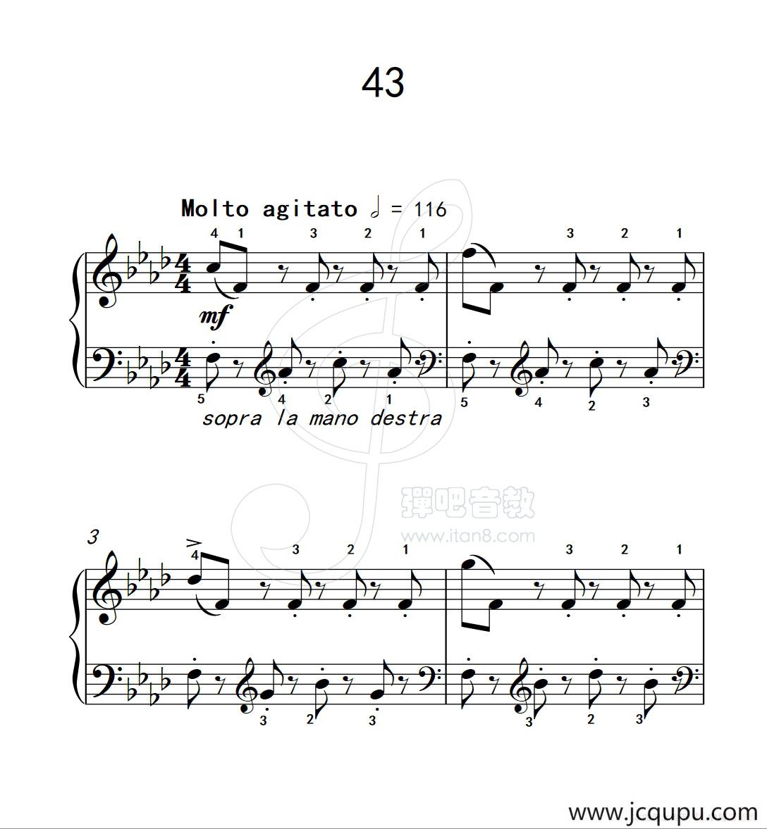 练习曲 43（克拉莫钢琴练习曲60首）简谱