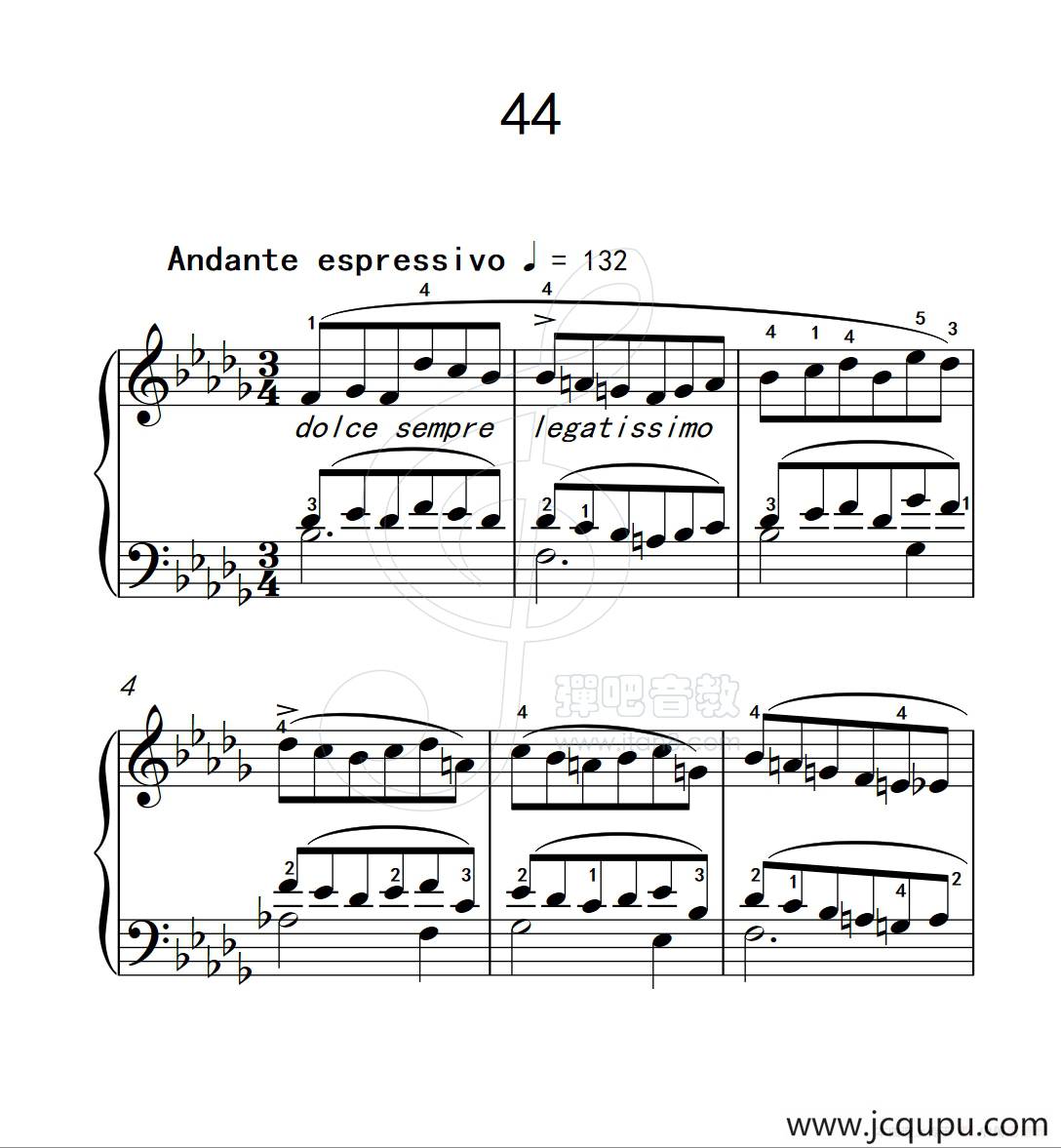 练习曲 44（克拉莫钢琴练习曲60首）简谱