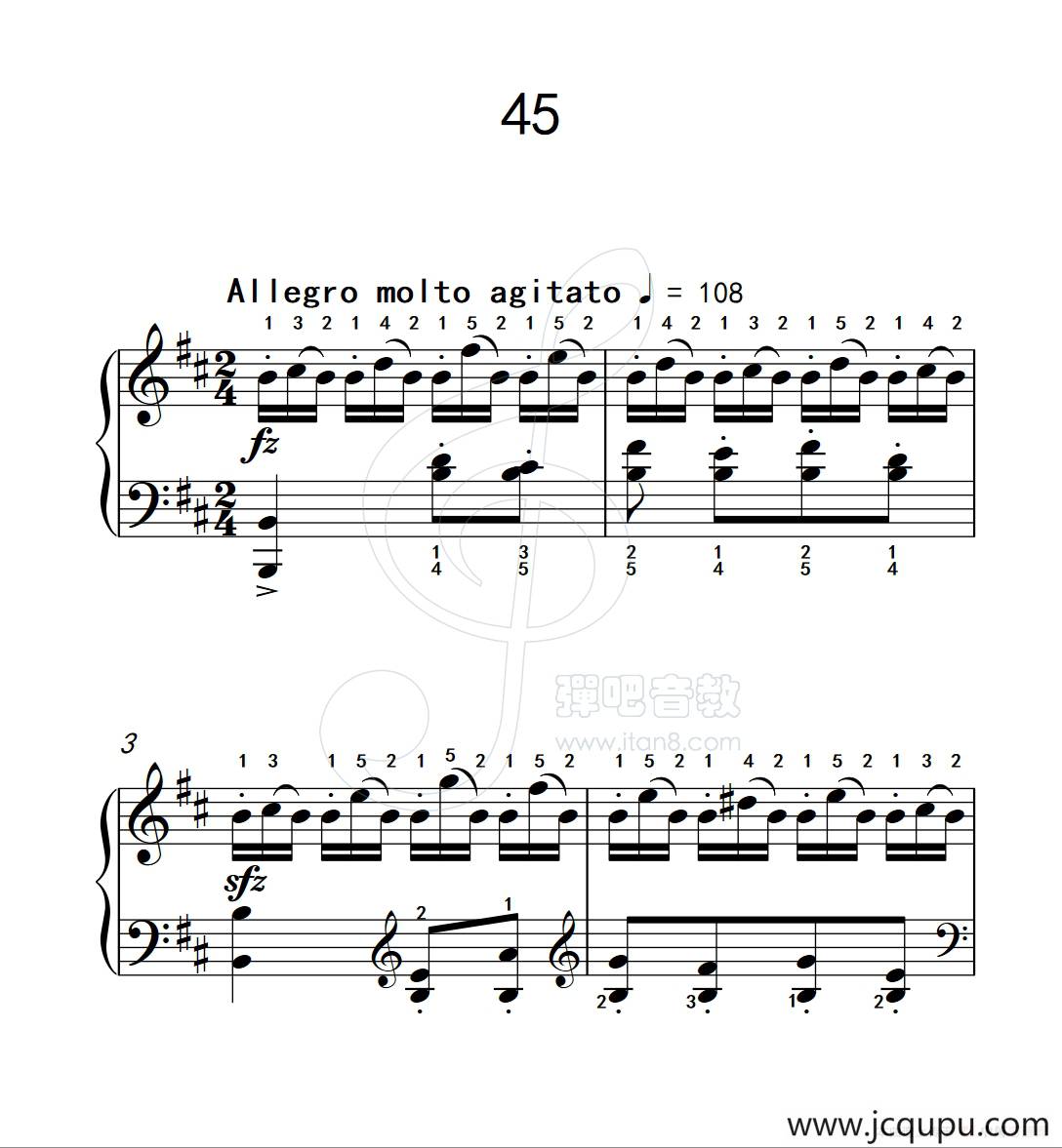 练习曲 45（克拉莫钢琴练习曲60首）简谱