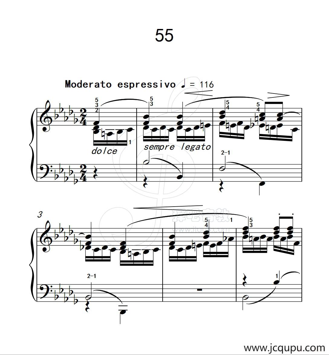 练习曲 55（克拉莫钢琴练习曲60首）简谱