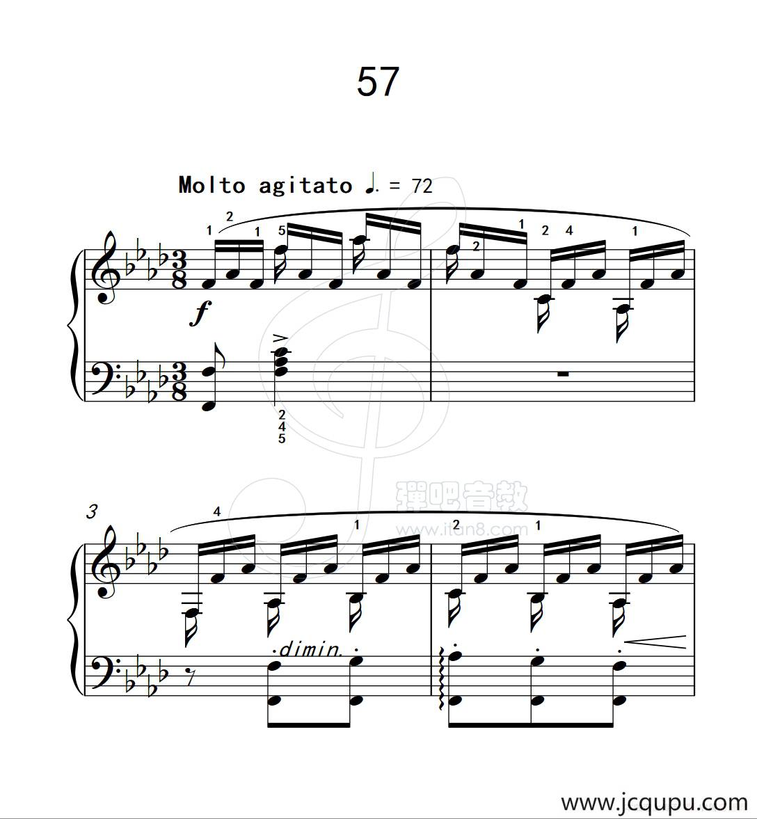 练习曲 57（克拉莫钢琴练习曲60首）简谱