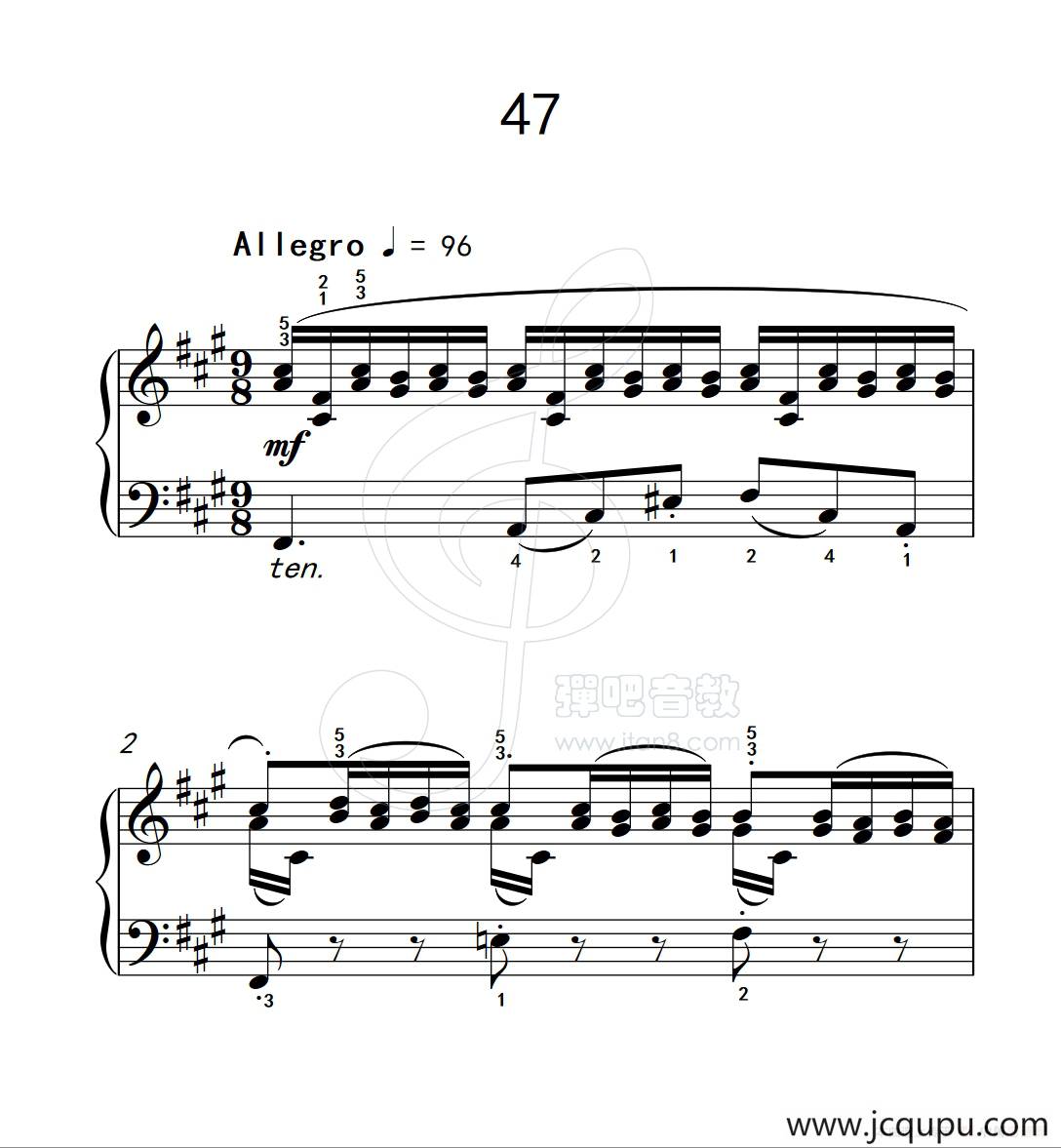 练习曲 47（克拉莫钢琴练习曲60首）简谱