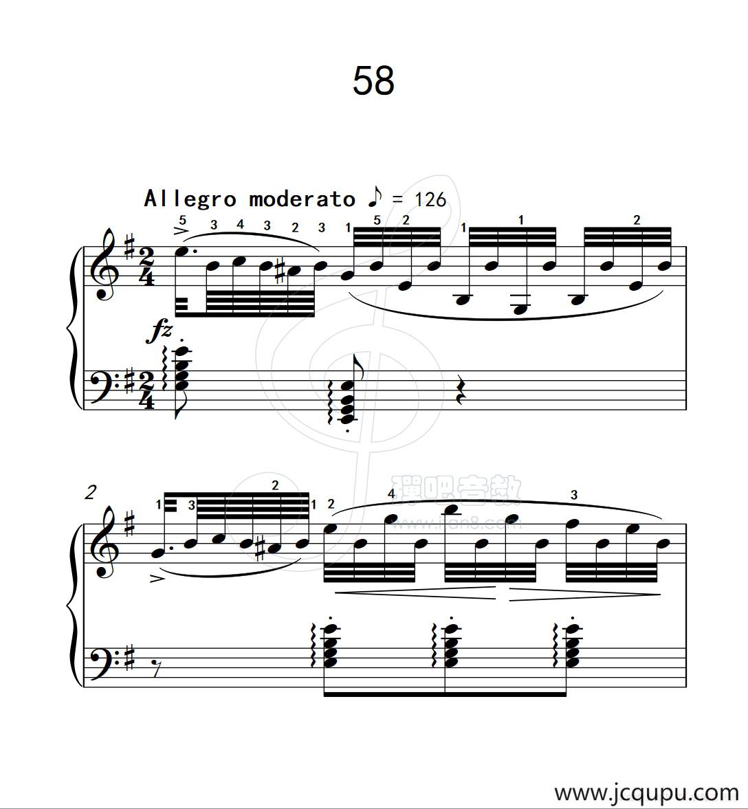 练习曲 58（克拉莫钢琴练习曲60首）简谱