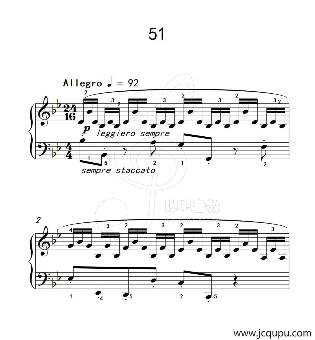 练习曲 51（克拉莫钢琴练习曲60首）简谱