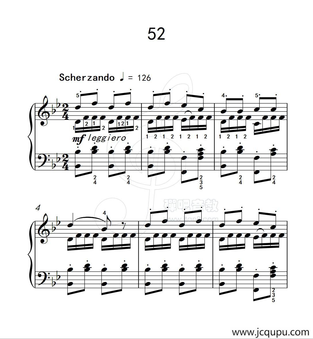 练习曲 52（克拉莫钢琴练习曲60首）简谱