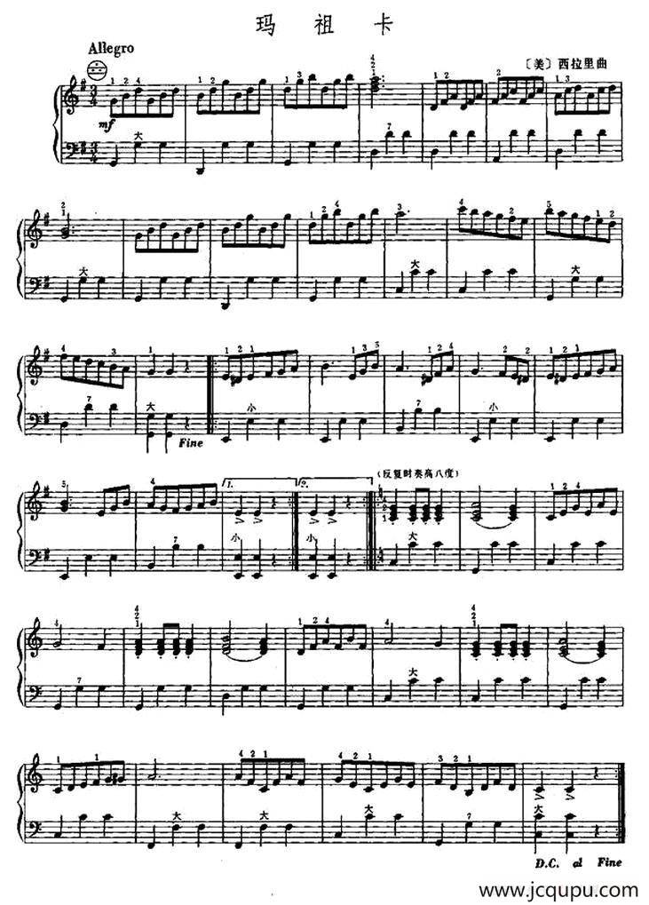 玛祖卡（西拉里作曲版）简谱