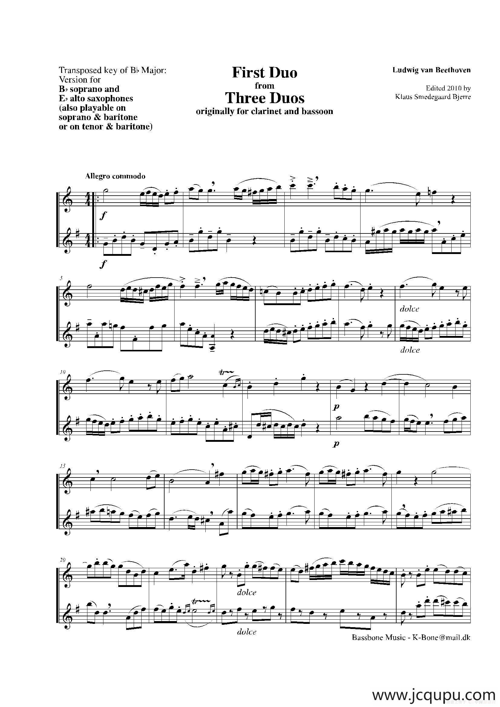 C大调二重奏—1（3首二重奏之一）简谱