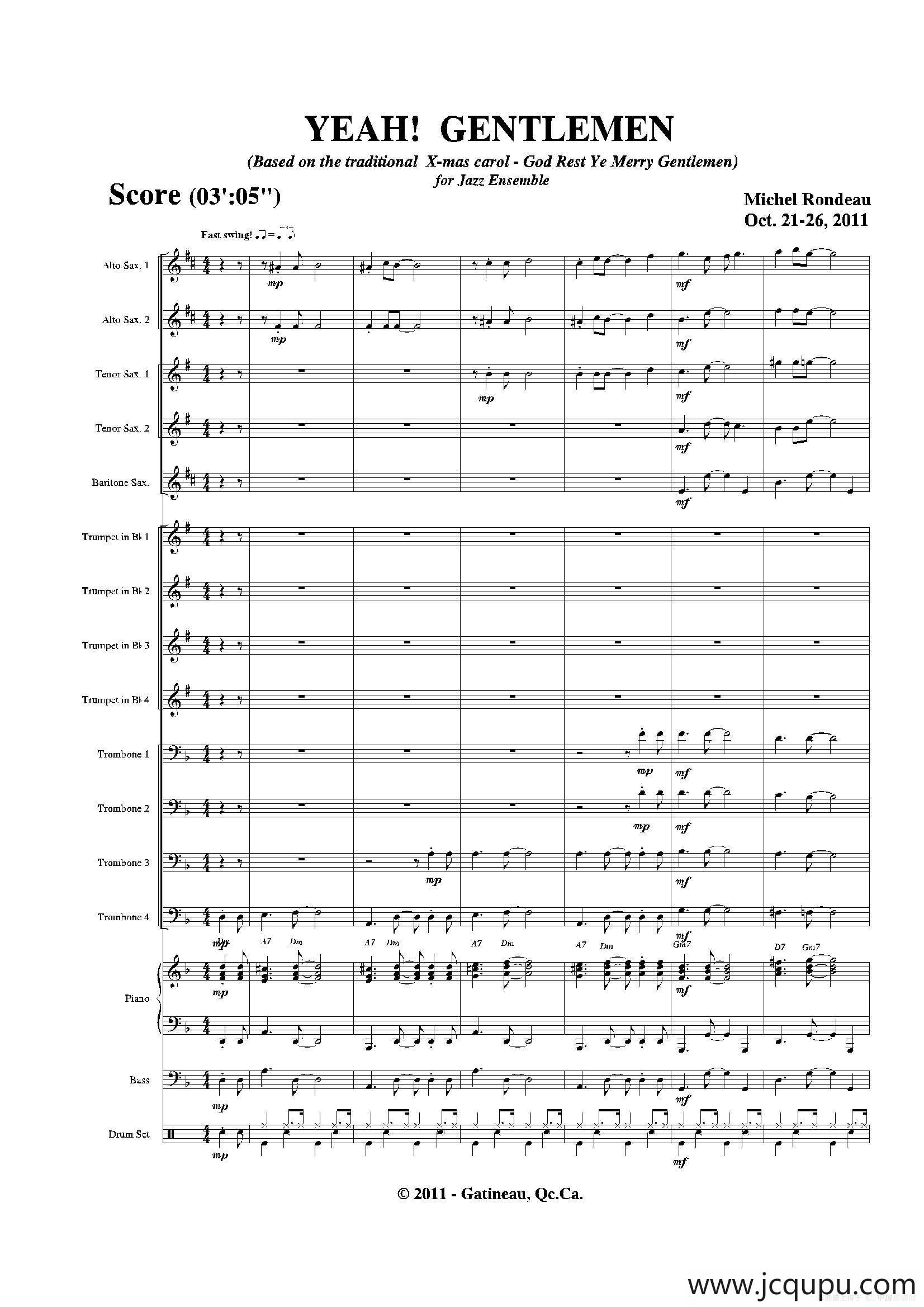 YEAH! GENTLEMEN（总谱）简谱