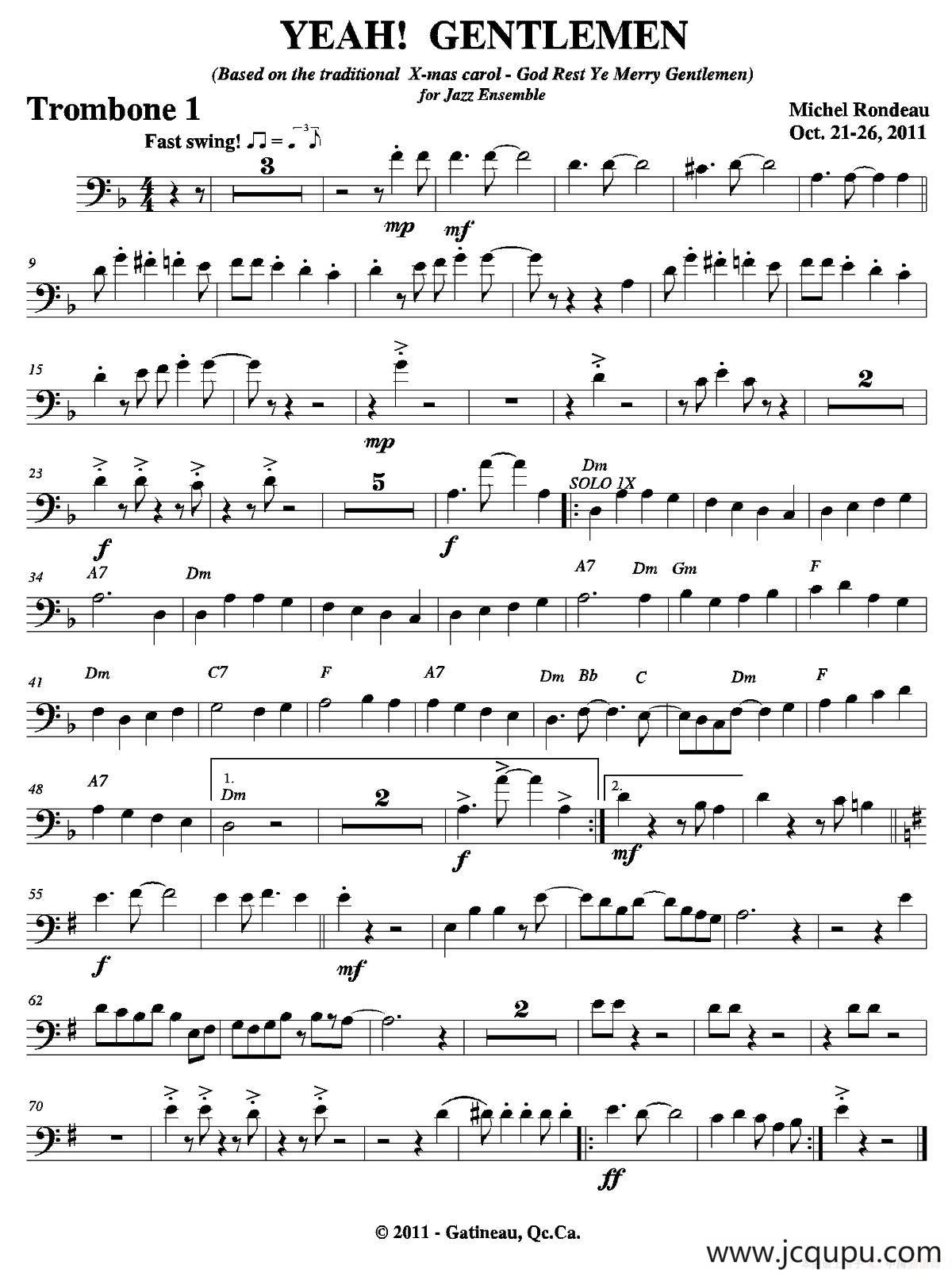 YEAH! GENTLEMEN（第一长号分谱）简谱