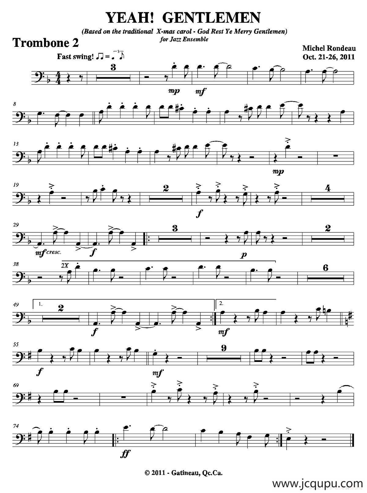 YEAH! GENTLEMEN（第二长号分谱）简谱