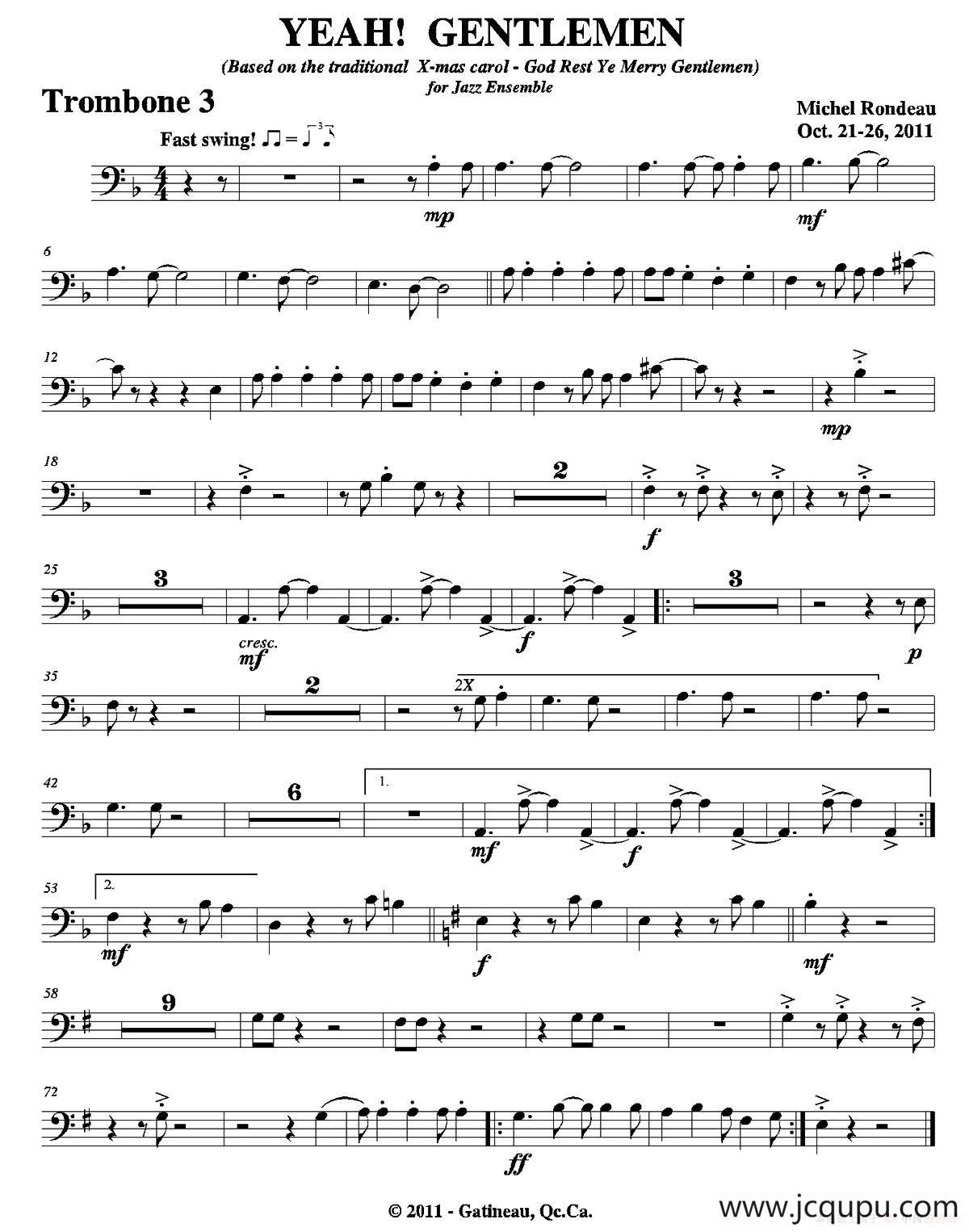 YEAH! GENTLEMEN（第三长号分谱）简谱